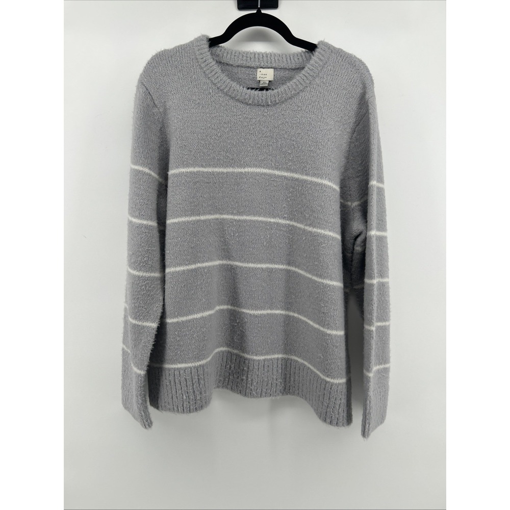 NWT A New Day Grey Striped Cozy Knit Sweater XL Soft Girl Coastal Minimalist